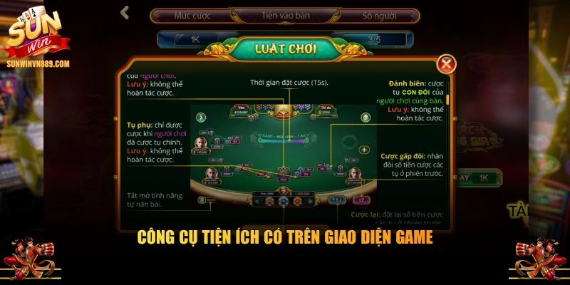 Công cụ tiện ích có trên giao diện game