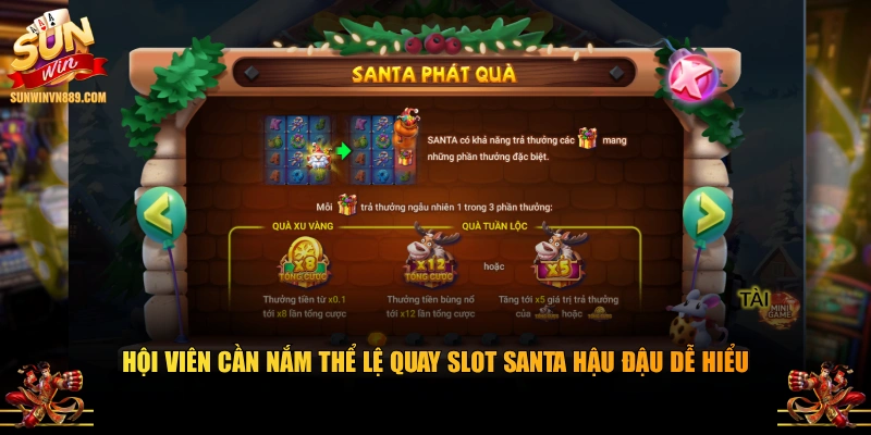Hội viên cần nắm thể lệ quay slot Santa hậu đậu dễ hiểu