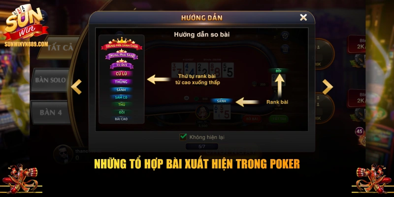 Những tổ hợp bài xuất hiện trong Poker