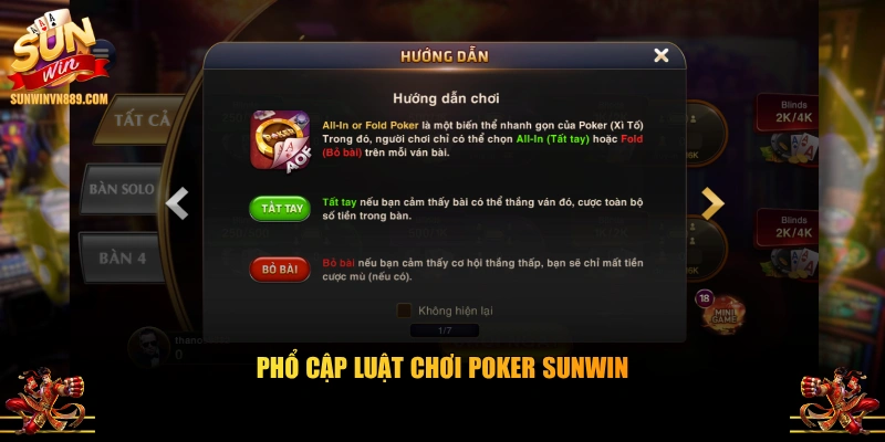 Phổ cập luật chơi Poker SUNWIN