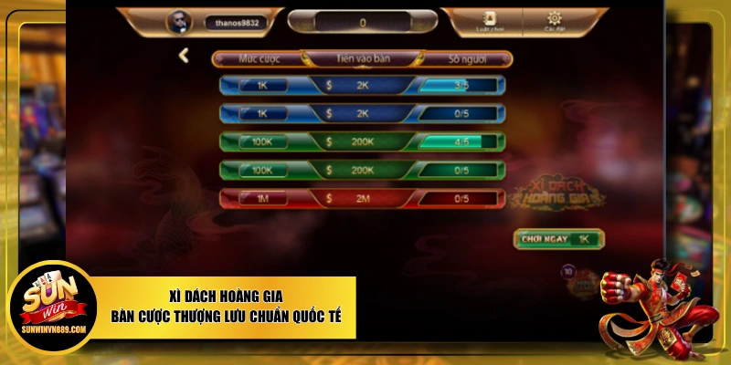 Xì Dách Hoàng Gia - Bàn Cược Thượng Lưu Chuẩn Quốc Tế
